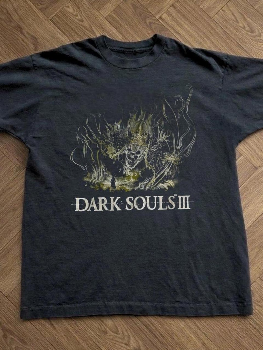 Gildan Black Dark Souls III Graphic Tee with Yellow-Green Art
